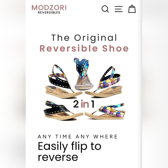 MODZORI REVERSIBLE BRIA Elegant Women's Tan and Cream Sandals - Picture 2 of 15